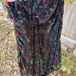 Vintage Black and Red Maxi Skirt